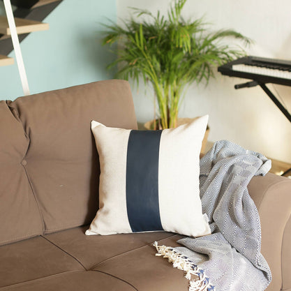 Bohemian Vegan Faux Leather Detailed Throw Pillow Covers