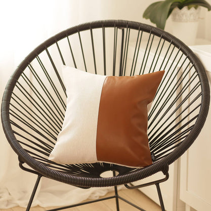 Bohemian Vegan Faux Leather Detailed Throw Pillow Covers