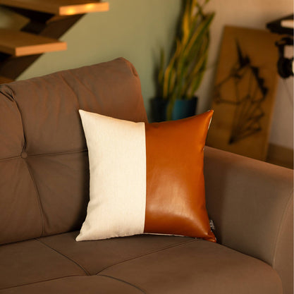 Bohemian Vegan Faux Leather Detailed Throw Pillow Covers
