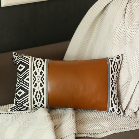 Bohemian Vegan Faux Leather Throw Pillow Covers