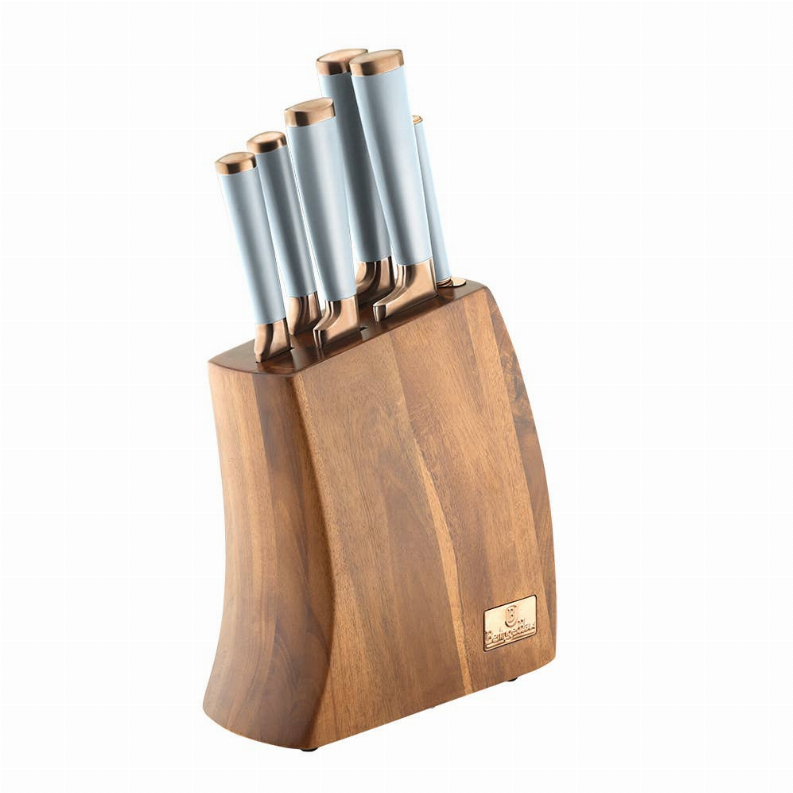 7-Piece High End Knife Set w/ Wooden Stand - Rose Gold