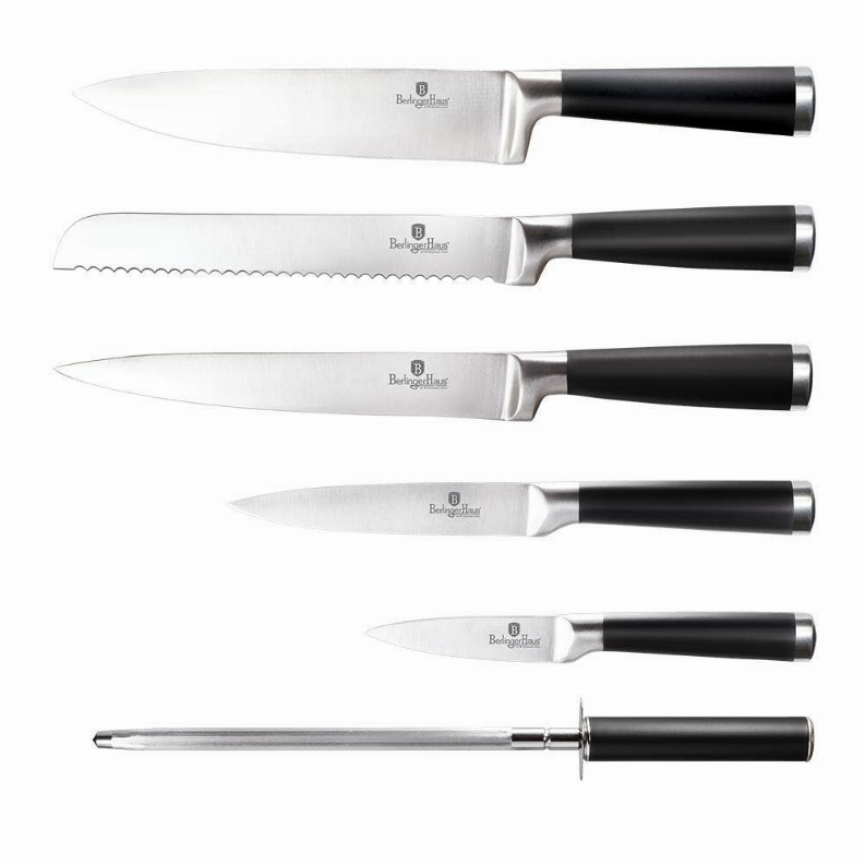 7-Piece Knife Set w/ Bamboo Stand Black Collection