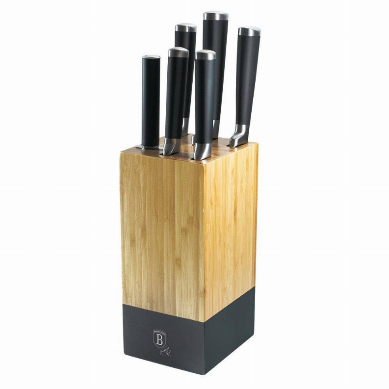 7-Piece Knife Set w/ Bamboo Stand Black Collection