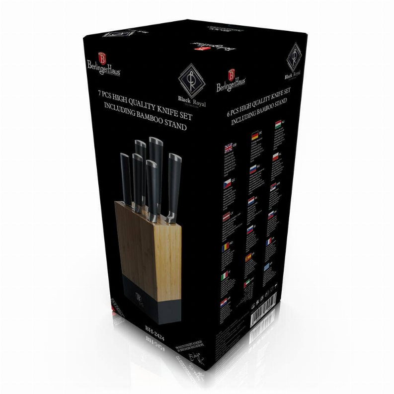7-Piece Knife Set w/ Bamboo Stand Black Collection