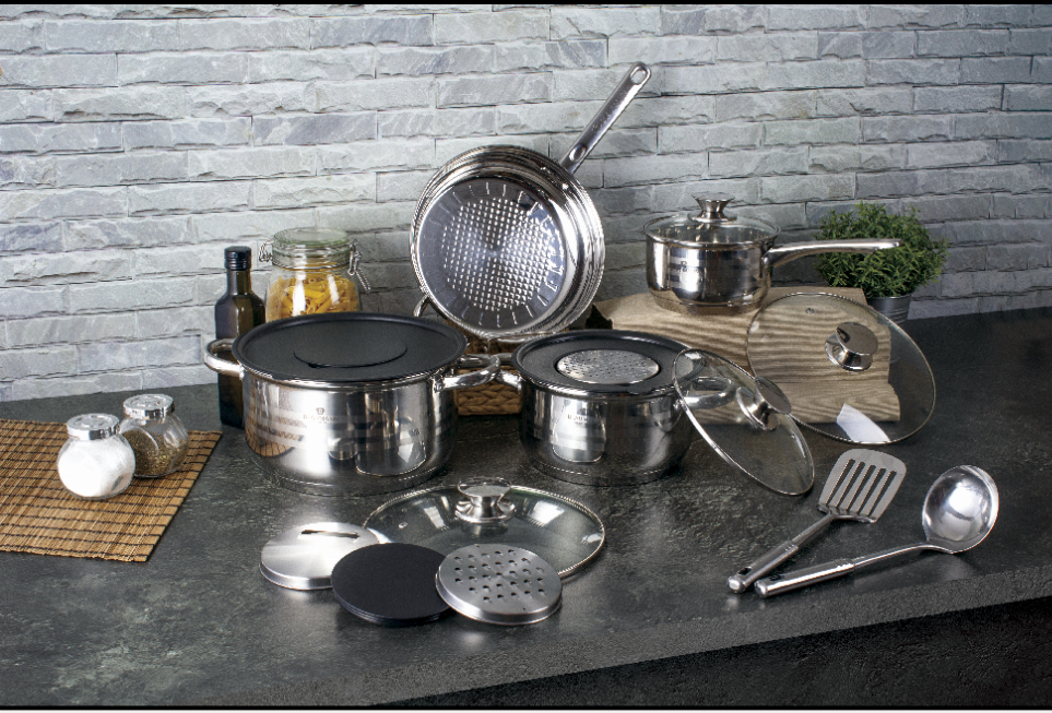 Blaumann 15-Piece Stainless Steel Cookware Set