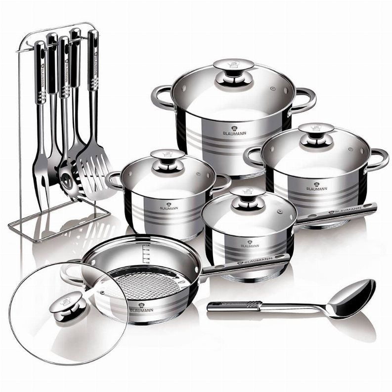 Blaumann 17-Piece Jumbo Stainless Steel Cookware Set – Anna and Chase