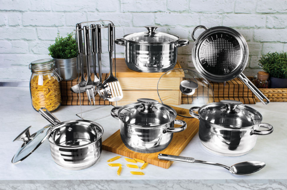 Blaumann 17-Piece Jumbo Stainless Steel Cookware Set