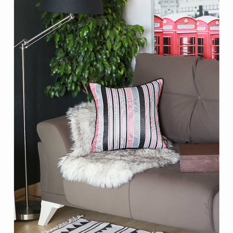 Coral Variegated Stripe decorative Throw Pillow Cover