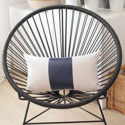 Bohemian Vegan Faux Leather Detailed Throw Pillow Covers