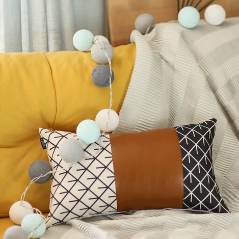 Bohemian Vegan Faux Leather Throw Pillow Covers