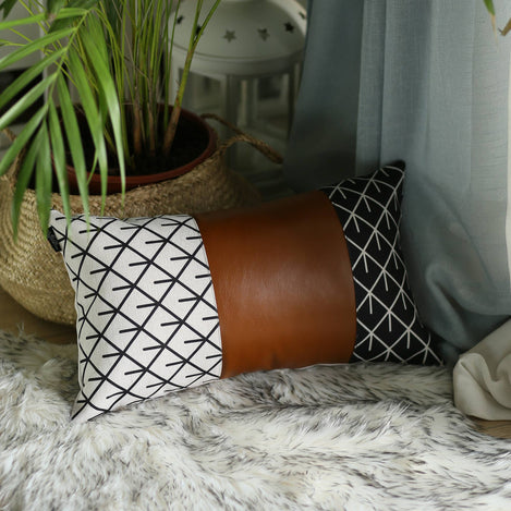 Bohemian Vegan Faux Leather Throw Pillow Covers