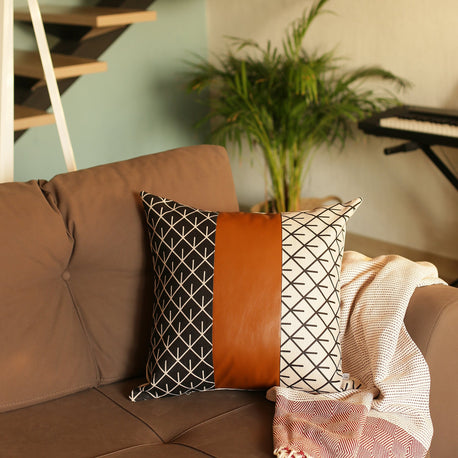 Bohemian Vegan Faux Leather Throw Pillow Covers