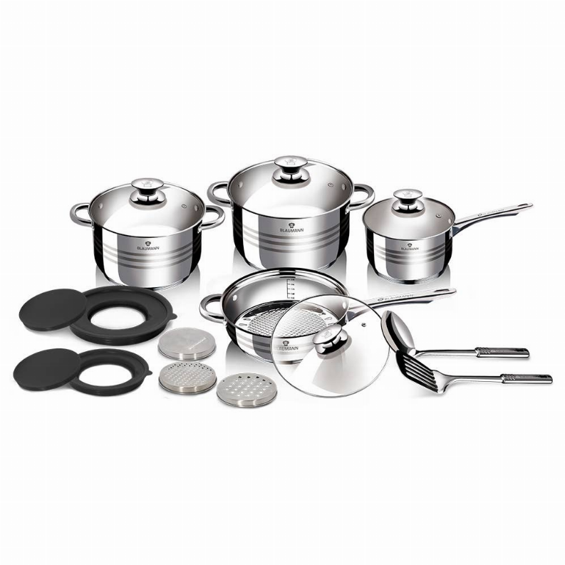 Blaumann 15-Piece Stainless Steel Cookware Set