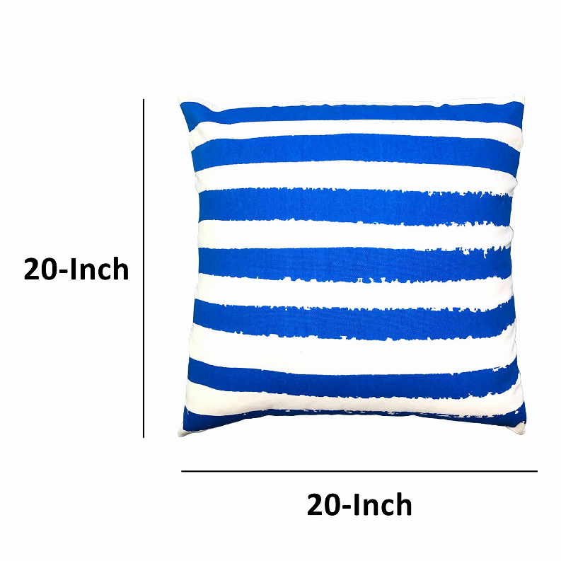 20 x 20 Modern Square Cotton Accent Throw Pillow, Classic Block Stripes, Black, White