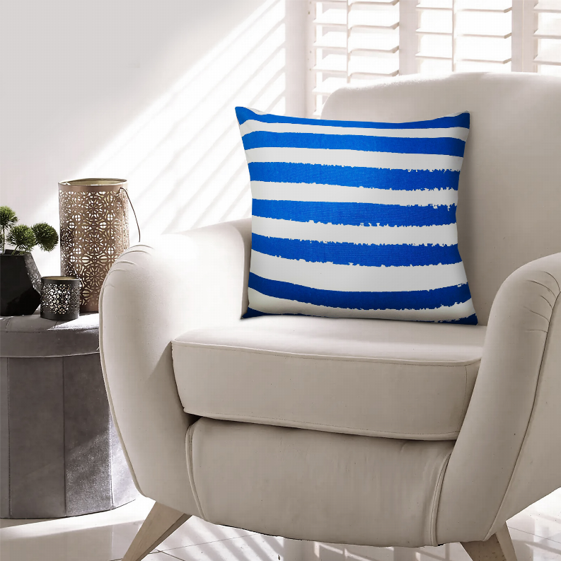 20 x 20 Modern Square Cotton Accent Throw Pillow, Classic Block Stripes, Black, White