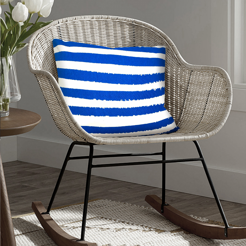 20 x 20 Modern Square Cotton Accent Throw Pillow, Classic Block Stripes, Black, White