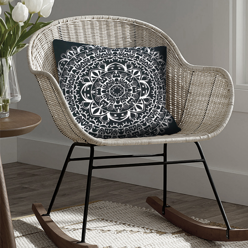20 x 20 Modern Square Cotton Accent Throw Pillow, Classic Block Stripes, Black, White