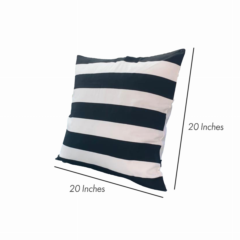 20 x 20 Modern Square Cotton Accent Throw Pillow, Classic Block Stripes, Black, White